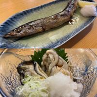 秋刀魚の塩焼き、かきポン酢